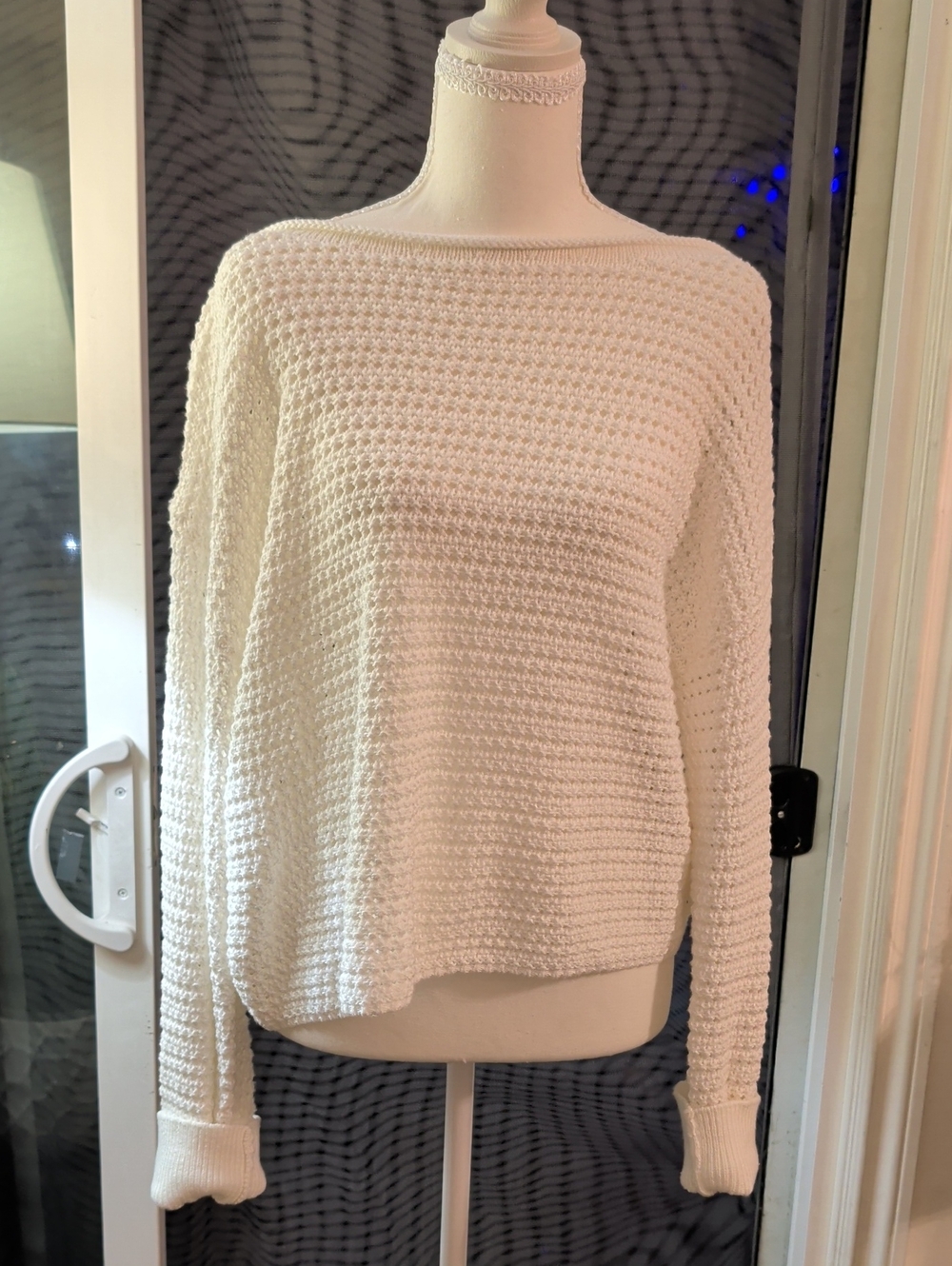 Abound White Off-the-Shoulder Textured Sweater Large